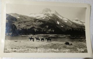 Rppc Oregon Or Mt Jefferson Park Lake Mt Hood Fishing Pack Horses Circa 1939