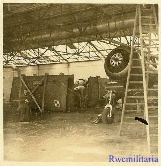 Rare German View Abandoned Polish Pzlp.  43 Light Bomber In Hangar; 1939