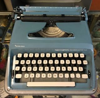 1960s Sperry Rand Remington Personal Riter Blue Typewriter Case