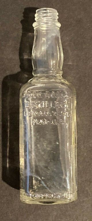 Scarce 1955 Jack Daniels Mini Glass Bottle Arched 1/10 Pint,  Lem Motlow Embossed