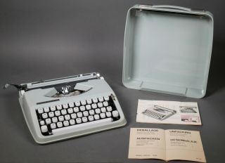 Vintage Hermes Rocket Portable Typewriter Sea Foam Green Writes In Italics