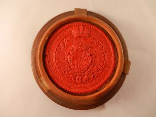 Large 19th Century Cased Red Wax Seal Impression Austrian Imperial Habsburg Arms 3