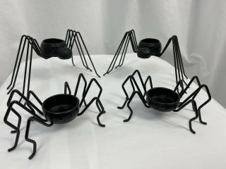 Halloween Decorations,  Wire Spider,  Holds Mini Pumpkin Or Votive Candle Set Of 4