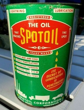 Vintage Spotoil 1 Qt Oil Can " It 