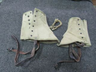 Wwii Early Us Army Mountain Troops Ski Gaiters Medium Size Hood Rubber Co (g3)