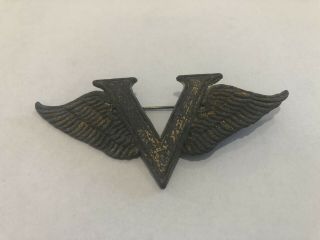Rare World War Ii V Victory Wings Home Front Gold Military Pin 3.  25”