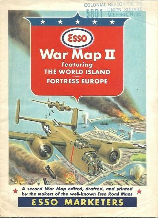 1943 B - 25 Bomber Esso Oil World War 2 Map Europe North Africa Germany Poland