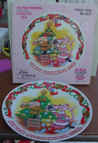 Royal Orleans The Pink Panther Christmas Plate 1985 4th Annual Lt Ed W/box