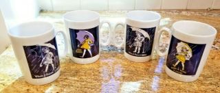 4 Nos Vintage Morton Salt When It Rains It Pours Umbrella Girl Coffee Mugs Cups