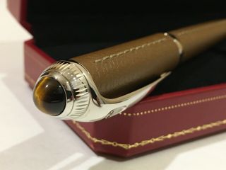 Cartier Roadster Stitched Brown Leather Rollerball Pen