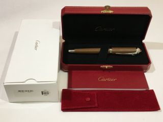 Cartier Roadster Stitched Brown Leather Rollerball Pen 2