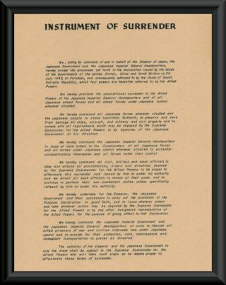 Wwii Japan Instrument Of Surrender Reprint On Period Paper P211