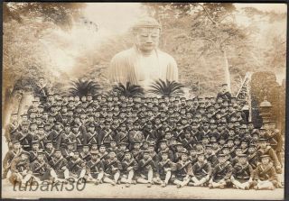 T15 Ww2 Japan Navy Photo Yokosuka Marine Corps Soldiers Front Of Great Buddha