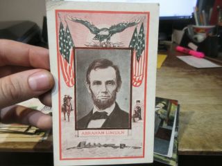 Vintage Old Kentucky Postcard Lenox President Abraham Lincoln Patriotic Flags