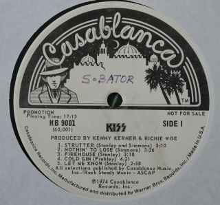 Kiss Self Titled Lp (casablanca 9001) White Label Promo - Owned By Stiv Bators?