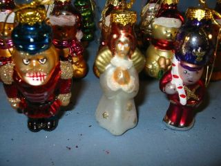 Vintage Set Of 12 Figural Blown Glass Christmas tree Ornaments 3.  5 
