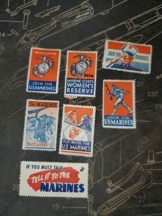 Wwii Homefront Us Marines Stamps Set Of 7