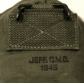 Wwii Jeff Qmd 1945 Us Army Usmc Military M - 1910 Ww2 Canteen Cover Canvas No Cup