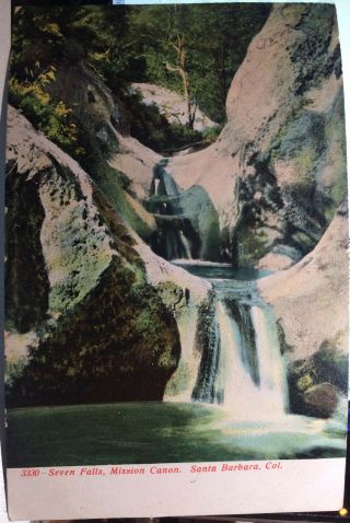 Santa Barbara,  California,  Post Card,  Pre 1908 Mission Canyon,  Seven Falls