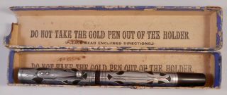 Vintage Waterman 454 Sterling Silver Filigree Fountain Pen Flex Nib Restored Box