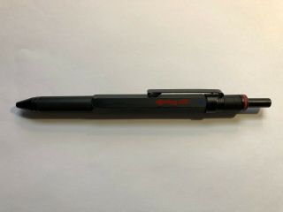Vintage Rotring 600 Trio Black Ballpoint Pen Blue Red & Pencil