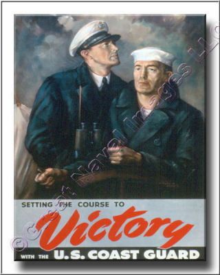 Vintage Wwii Poster Victory Us Coast Guard Canvas Print 2d