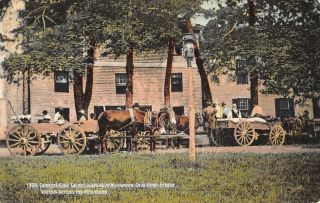Vintage Postcard Wagon Teams Mammoth Cave Hotel Tourist 1909 Colossal Horses Ky
