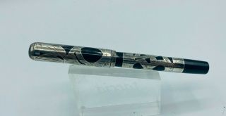 Vintage Large And Fat Sterling Silver Overlay Fountain Pen Eyedropper 4 Nib