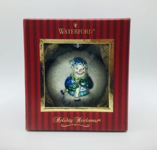 Waterford Holiday Heirlooms Round Snowman Glitter Ornament With Box