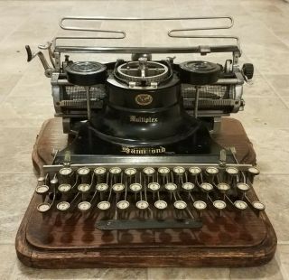 Vintage 1915 Hammond Multiplex Typewriter In Case Unique Latches