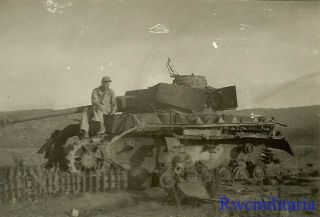 BEST US Soldier Posed on KO’d German Pzkw.  IV Panzer Tank; North Africa 2