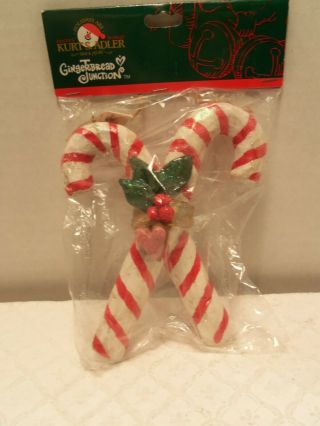Lg.  Crossed Candy Canes By Kurt Adler For Gingerbread Junction Nip,  3 Available