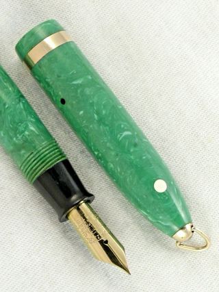 Vintage Long 1930s Sheaffer Jade Green Lifetime Balance Fountain Pen Restored
