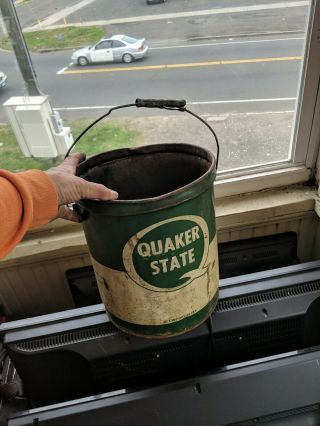 Vintage Quaker State Refining Corp.  Large 35 Lb Oil Can Bucket - No Lid