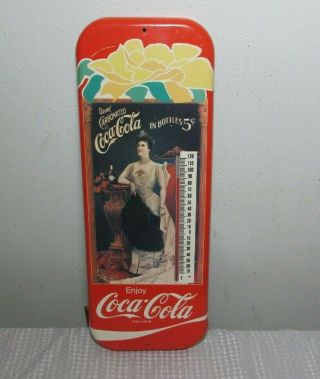 1981 Markatron Coca - Cola Enjoy Coke Thermometer Victorian Lady Great Shape