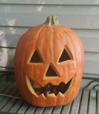 Realistic Gemmy Halloween Lighted Pumpkin 13 " Jack O Lantern Foam Blow Mold