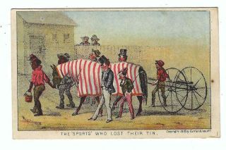 Currier & Ives,  1878 Trade Card " The Sports Who Lost Their Tin.  "