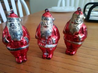3 Antique/vintage Hand Blown Santa Claus Christmas Ornament 3.  25 "