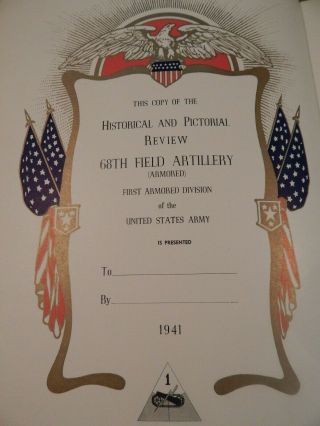 WWII / WW2 U.  S.  Army First Armored Division,  68th Armored Field Artillery,  1941 2