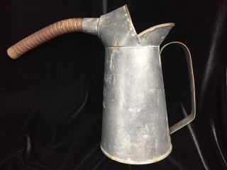 Vintage 1 Quart 450 Galvanized Metal Oil Can With Flexible Spout Gas Can