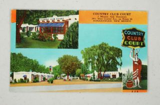 Vintage Postcard Country Club Court Motel Albuquerque Mexico