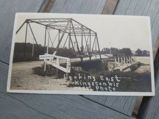 Vintage 1925 Rppc Real Photo Kingston Iron Bridge Grand River Marquette Wi Hwy