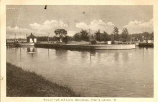 Early Picture Postcard View Of Park And Locks Morrisburg Ontario Unposted B&w