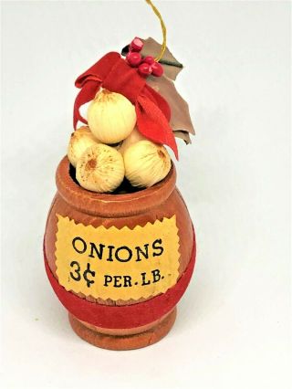 Kurt S.  Adler Wood Christmas Ornament Barrel Of Onions