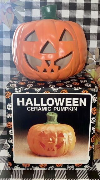 Vintage Halloween Ceramic Pumpkin Dayton Hudson Candle Holder Jack O Lantern