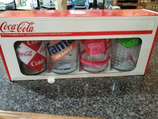 Luminarc Coca - Cola 16 - Oz.  Vintage Can Glasses Set Of 4 Tab,  Sprite,  Coke,  Fanta