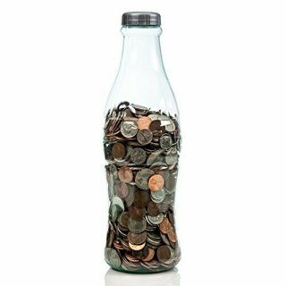 Large Bottle Coke Kids Cola Piggy Bank Coin Decor Storage Box Tall Money Safe