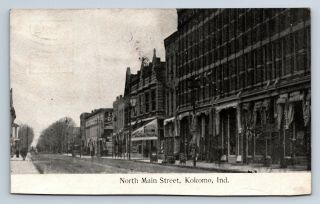 Vintage Postcard Kokomo Indiana North Main Street Business District D21