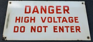 Pacific,  Gas & Electric Danger High Voltage Porcelain Sign: 14 " X 7 "
