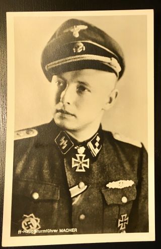 Wwii Ww2 German Reich Propaganda Photo Postcard Heinz Macher To Himmler